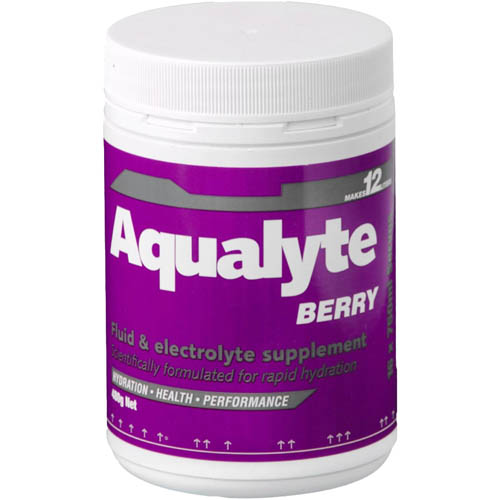 AQUALYTE ELECTROLYTE POWDER BERRY FLAVOURED TUB 480G