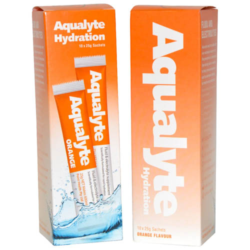 AQUALYTE ELECTROLYTE POWDER ORANGE FLAVOURED SACHETS 25G X 10