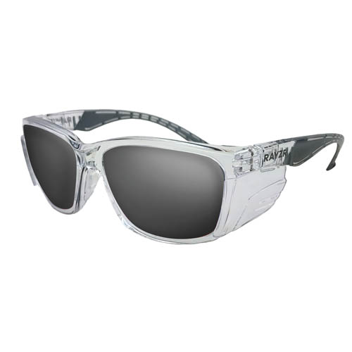RAYZR SAFETY GLASSES CLEAR FRAME – SMOKE LENS
